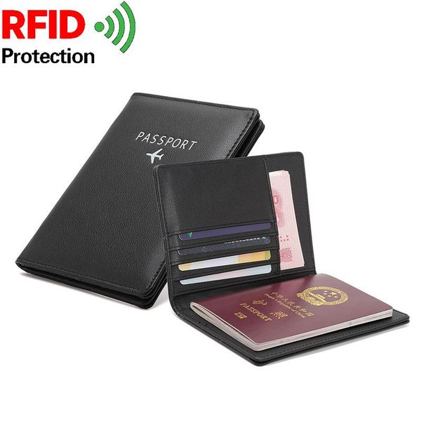 

wallets rfid protection pu leather men women passport holder purse multi-function plastic credti bank id card case ticket pocket, Red;black
