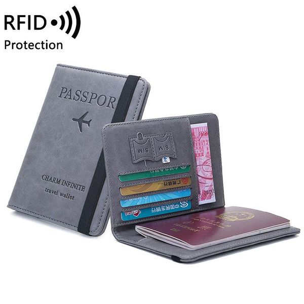 

card holders business rfid protection passport cover pu leather wallet case travel accessories on the, Brown;gray