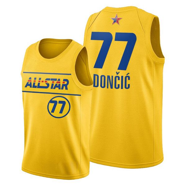 

2021 all-star luka doncic gold jersey western conference dallas mavericks men, Black