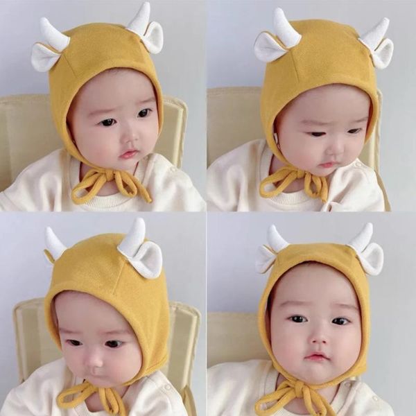 

caps & hats born baby hat bonnet ultra soft cotton infant toddler cap lovely elk ears belt beanie, Yellow