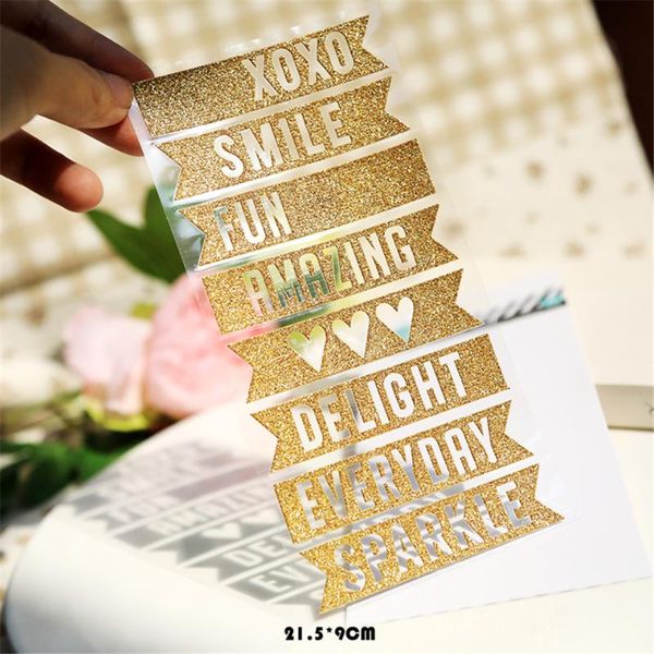 

bronzing flag phrase paper stickers set die cut for diy scrapbooking journal sticker kits tn p card making s114