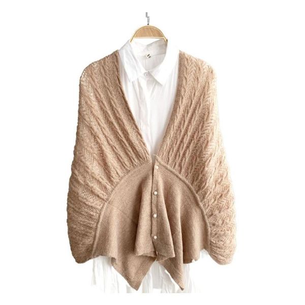 

hats, scarves & gloves sets outside autumn winter shawl fake collar scarf pearl buckle knitted wool small shoulder simple temperament fashio, Blue;gray