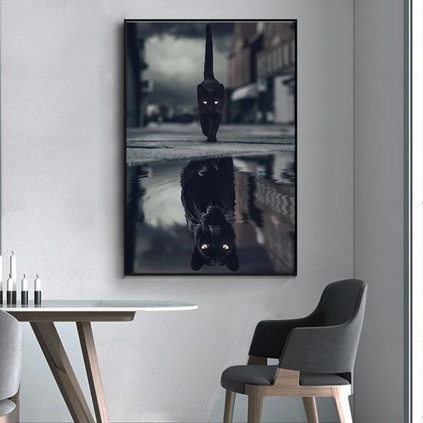 

paintings creative animal canvas painting little cat like leopard poster prints wall art pictures for living room home decor