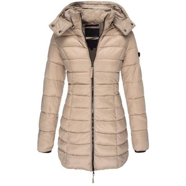 

women's trench coats cotton padded jacket for women coat with hood winter clothes warm female, Tan;black