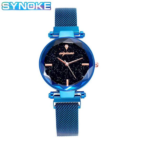 

wristwatches synoke luxury watch for women ladies night sky diamond quartz simple alloy strap wrist watches sales 2021, Slivery;brown