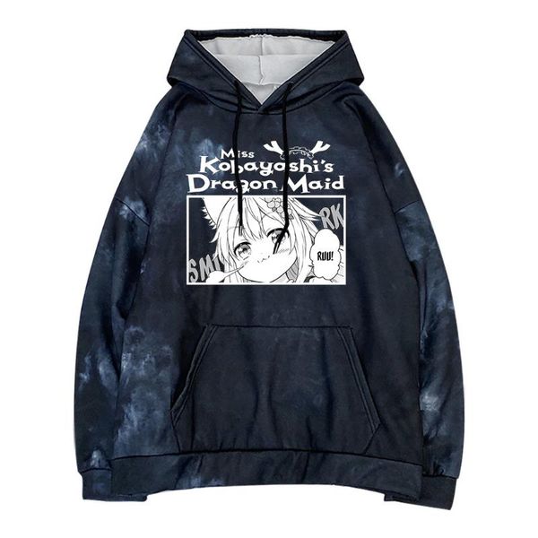 

men's hoodies & sweatshirts miss kobayashi's dragon maid graphic streetwear harajuku unisex, Black
