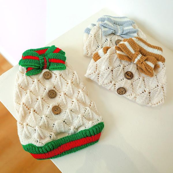 

dog apparel pet christmas clothes winter warm for small cats dogs elegant sweater with bow knot luxury kitten kitty clothing