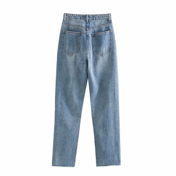 

new es brem high-waisted vintage blue denim women's pants steetwear 2021 zlai