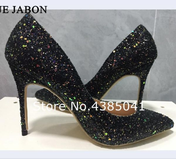 

dress shoes yue jabon women pumps high heels black glitter wedding woman ladies 8//12cm