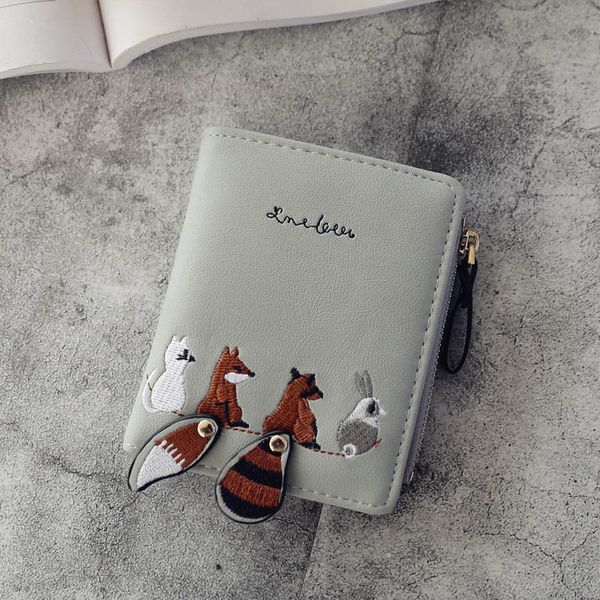 

women purses 2020 fashion pu leather hasp zipper mini coin card holder women cute cartoon embroidery wallet short purse carteras, Red;black