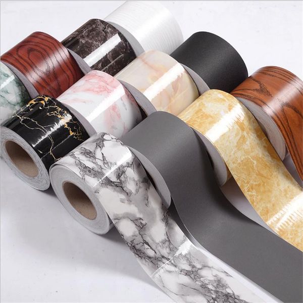 

pvc waterproof waist line wallpapers wood marble self adhesive skirting line wallpaper living room decor border wall stickers
