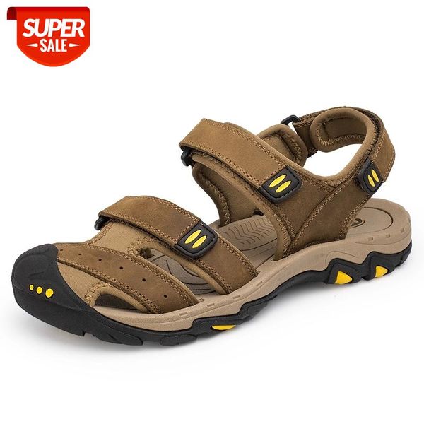 

new fashion summer shoes cow leather men sandals mens casual shoes non-slip rubber soles beach plus size 38-47 #e97j, Black