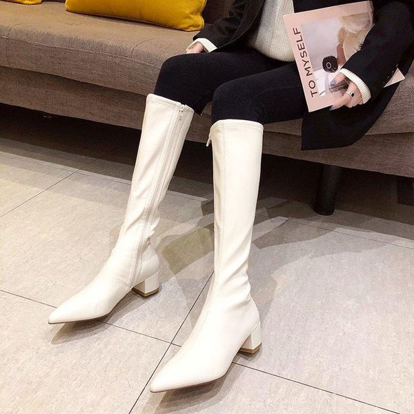 

boots shoes med heel clogs platform luxury designer boots-women winter footwear zipper rubber high fashion 2021 autumn poin, Black