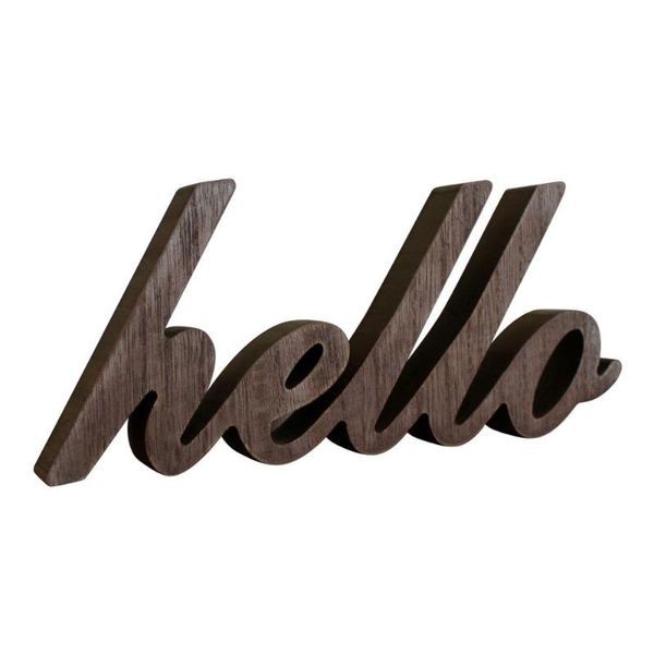 

novelty items rustic vintage distressed wooden words sign standing "hello" tableshelf/home wall/office decoration art