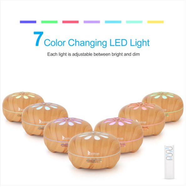 

home fragrance lamps 110v 14w 550ml aroma diffuser brown plastic with white remote controller colorful light