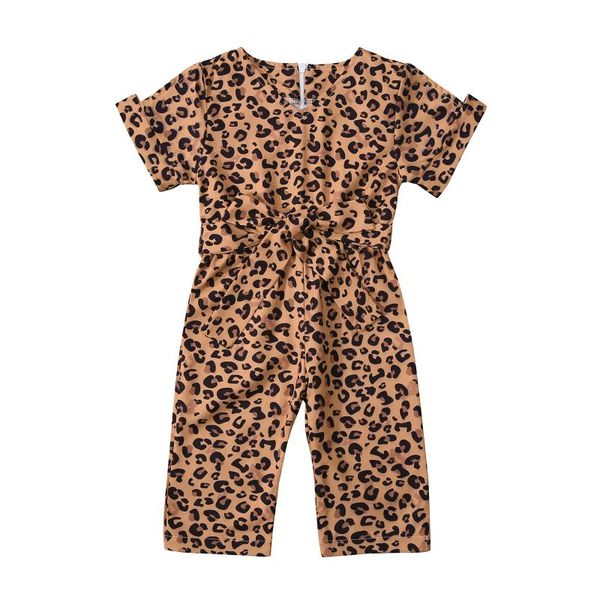 

jumpsuits citgeesummer kids toddler baby girls trousers leopard print short sleeves clothes 0-4years, Blue