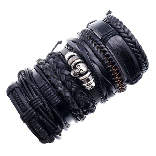

bangles bracelet simple multilayer adjustable leather suit, Black
