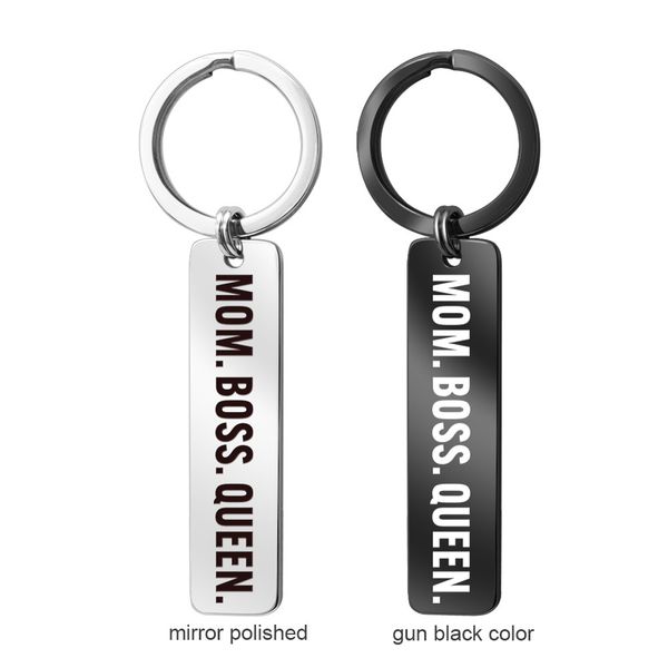

stainless steel keychain mom boss queen gift 2021 new, Slivery;golden