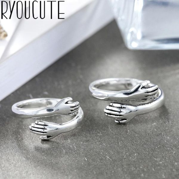 

wedding rings bohemian vintage big hand hug ring for women female lady antique knuckle cocktail boho jewelry anillos, Slivery;golden