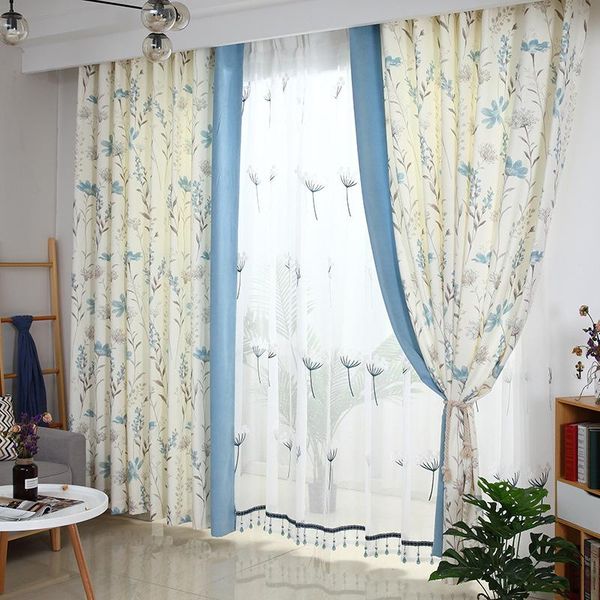 

curtain & drapes nordic modern minimalist fresh blue small floral curtains custom light luxury high-end for living dining room bedroom