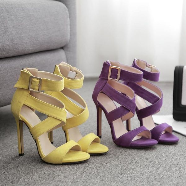 

dress shoes yellow purple women sandals open toe cross strap high heel stiletto sandal, Black