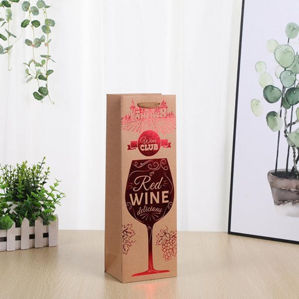 

storage bags 12pcs kraft paper wine bottle cover bag thickened gift universal carrier for