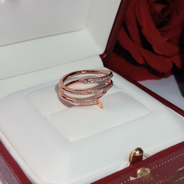

screw fashion nail gold ring 925 silver ladies punk gift jewelry three circle