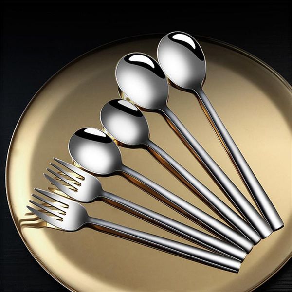 

304 stainless steel spoon tableware korean solid spoon fork flat soup coffee small