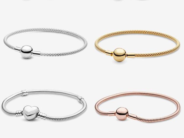 

925 sterling silver bracelets moments snake chain&mess friendship bangles women luxury diy jewelry, Black