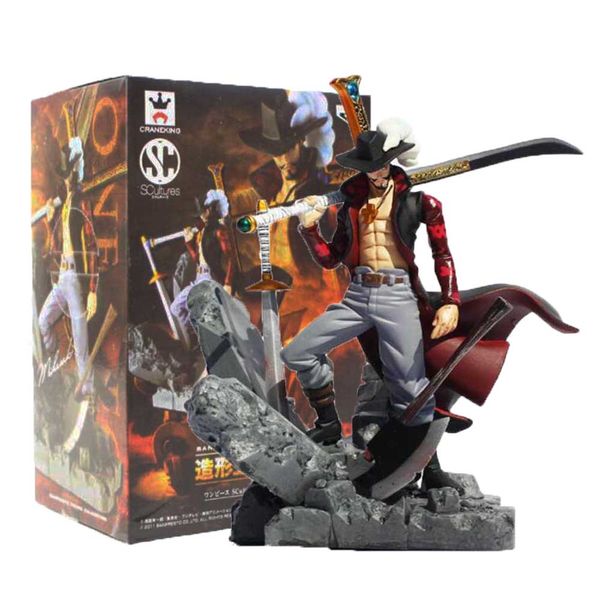 

15cm scultures big op figure toy dracule mihawk model doll with sword anime brinquedos for children