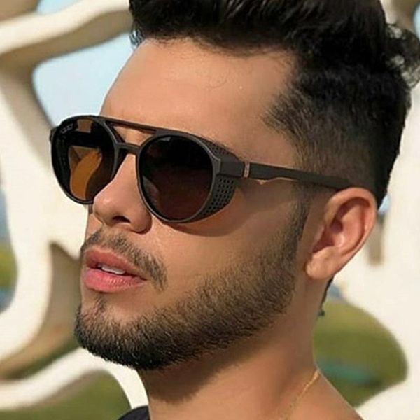 

sunglasses fashion steampunk women men brand design retro goggles round flip up glasses steam punk vintage eyewear de sol, White;black