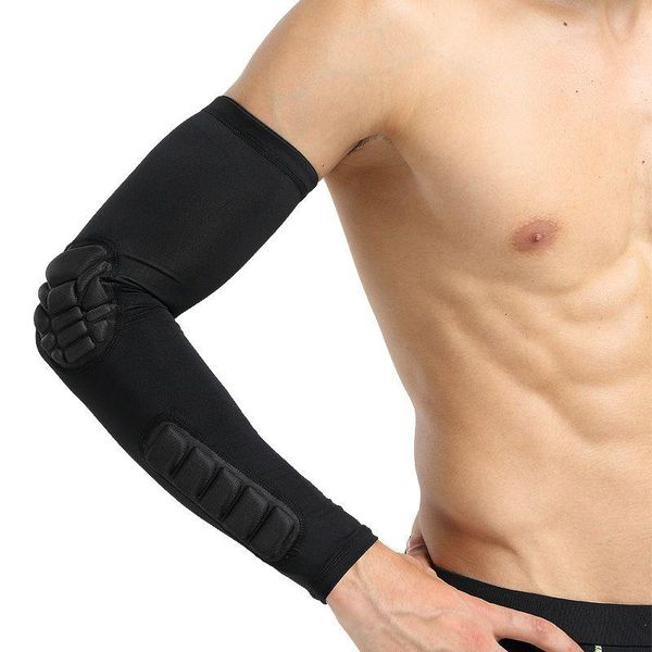 

elbow & knee pads 1pcs elastic breathable quick drying basketball arm sleeve crashproof honeycomb support sports cycling, Black;gray