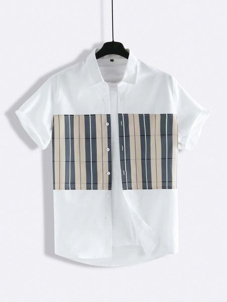 

men plaid print shirt without tee 37fp#, White;black
