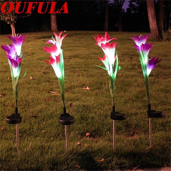

oufula solar lawn lamps lily flower artificial flower led lamp garden outdoor