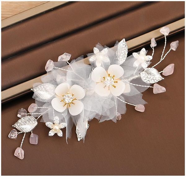 

new wedding hair accessories white pearl rhinestone hairpins ladies headdress bridal tiara handmade jewelry acc qylnkg, Silver