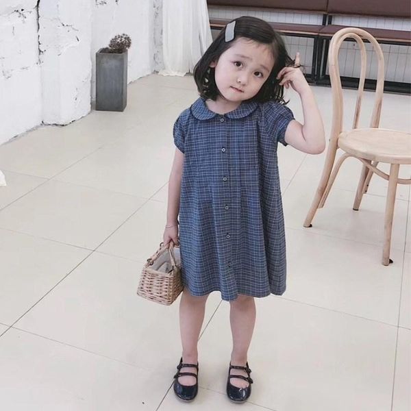 

girl's dresses girls summer dress kids clothes brief style plaid cotton girl toddler custom, Red;yellow