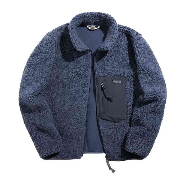 

maden polar fleece men's jacket fall winter mountain tooling mix and match wind pure color wild outdoor casual jackets casual 210819, Black;brown