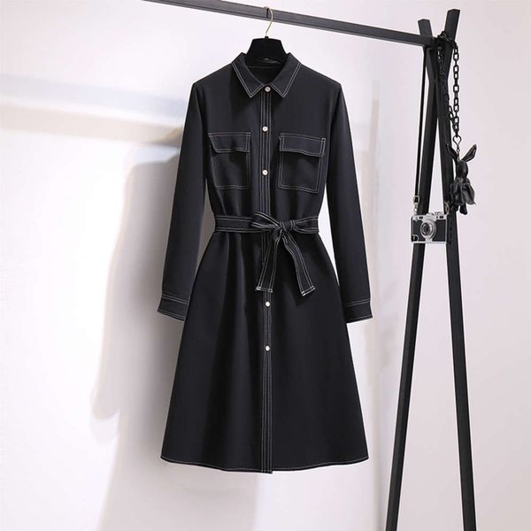 

new product 2021 large women's spring cardigan dress various ways to wear, Black;gray
