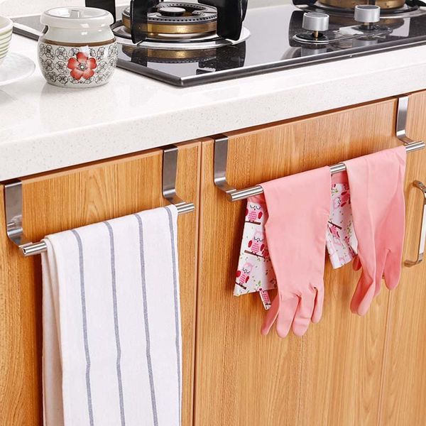 

hooks & rails 23/36cm multi-purpose stainless steel single-bar towel rack for kitchen non-perforated cabinet door back rag bar 1pc