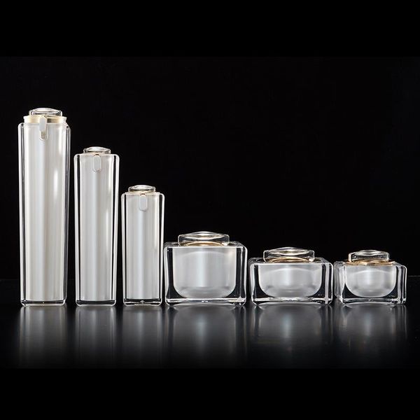 

storage bottles & jars 15g 30g 50g 30ml 50ml 100ml empty square shape acrylic lotion cream jar cosmetic container luxury essence pump bottle