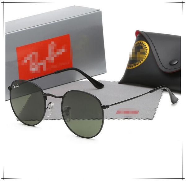 

ray men women sunglasses vintage pilot brand sun glasses band uv400 bans with box and case 3447, White;black