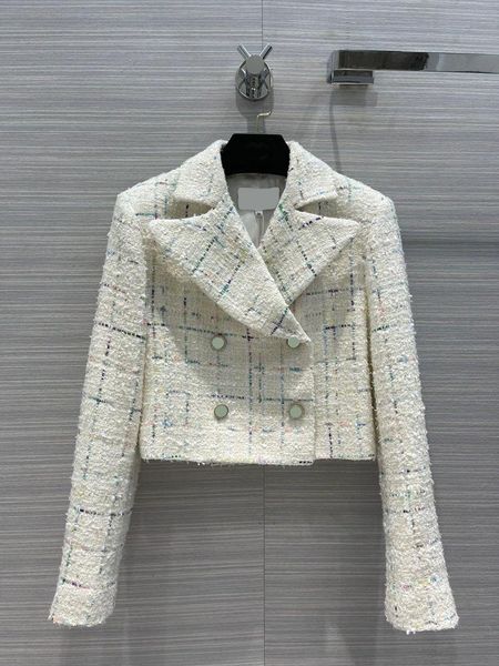 

women's jackets fashion short for women autumn 2021 lapel double breasted tweed good quality slim lady, Black;brown