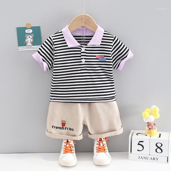 

baby boys clothes sets fashion casual summer kids infant striped t-shirt+shorts 2-piece toddler girls clothing 0-4years, White