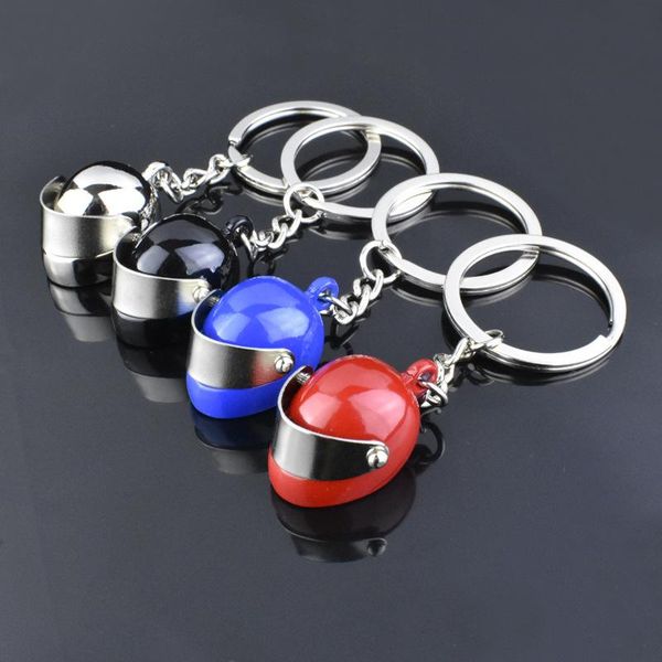 

keychains metal motorcycle helmet key chain fashion stereo helmets safety auto bag car ring keychain gift jewelry, Silver
