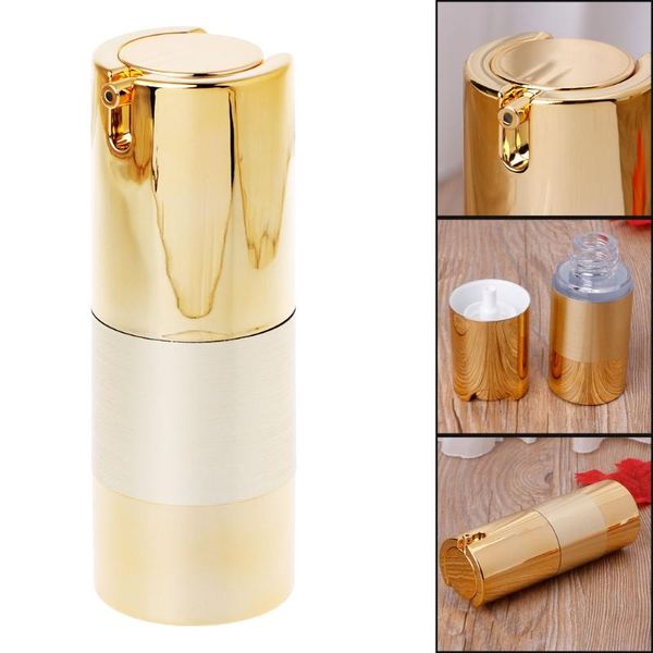 

15/30/50ml empty airless bottle cosmetic plastic pump container travel makeup gold