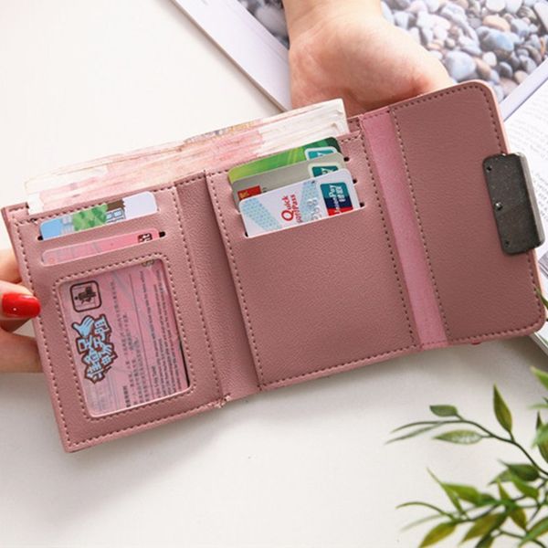 

new money small wallet women casual solid wallet fashion female short mini all-match korean students love small wallet, Red;black