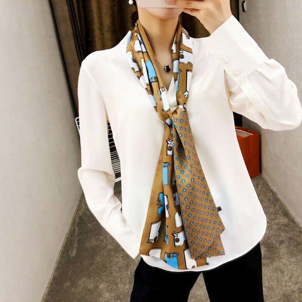 

small are versatile in summer, korean headband long thin scarves, women's new spring and autumn scarves, Blue;black