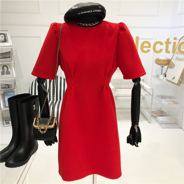 

bubble temperature dressed female spring medium length thin dress 8251, Black;gray