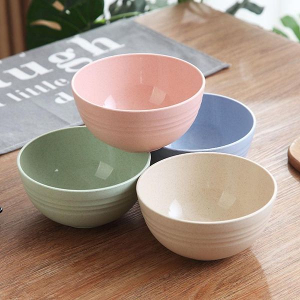 

bowls 5pcs 12cm wheat straw salad bowl shatterproof mixing noodle container soup
