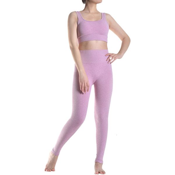 

sports 2020 seamless striped women's back and hip lifting bra yoga suit, Gray